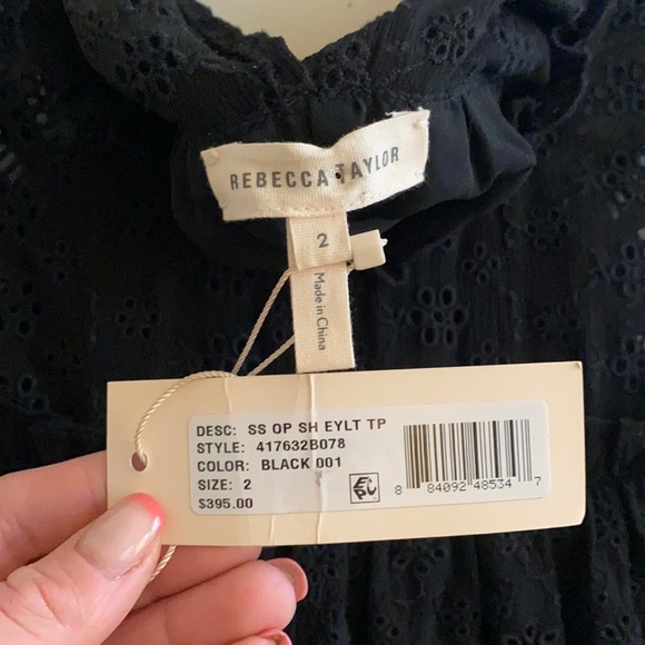 Rebecca Taylor Cold Shoulder Eyelet Silk Top NWT - Picture 13 of 16